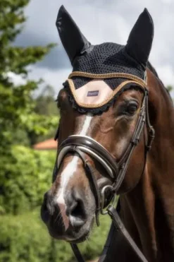 Bonnet anti-mouches - Black/Peach Bonnets|Bonnet Cheval