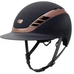 Outlet Casque AirLuxe Suprême Visière Polo Marine/Rose Gold - Femme Protections De Tête·Casques D'équitation|Tenue D'Équitation Femme·Casques D'équitation Femme