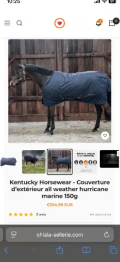 Clearance Couverture imperméable Kentucky 150g taille 125 Couvertures Cheval