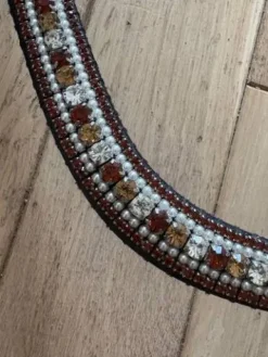 Hot Frontal en strass cognac et perles Bridons Et Brides·Frontal