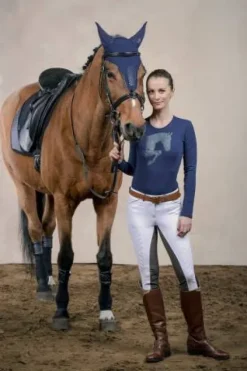 Sale Haut d'équitation en coton à manches lounges - Femme Tenue D'Équitation Femme·T-Shirts équitation Femme|Tenue D'Équitation Femme·Polos Et Chemises