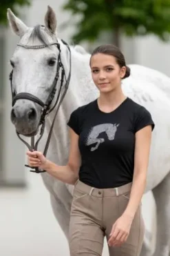 Haut d'équitation en coton à manches courtes - Femme Tenue D'Équitation Femme·T-Shirts équitation Femme|Tenue D'Équitation Femme·Polos Et Chemises