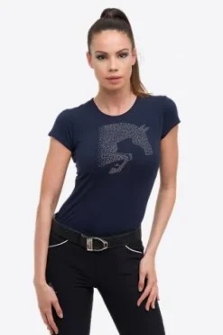 Haut d'équitation en coton à manches courtes - Femme Tenue D'Équitation Femme·T-Shirts équitation Femme|Tenue D'Équitation Femme·Polos Et Chemises