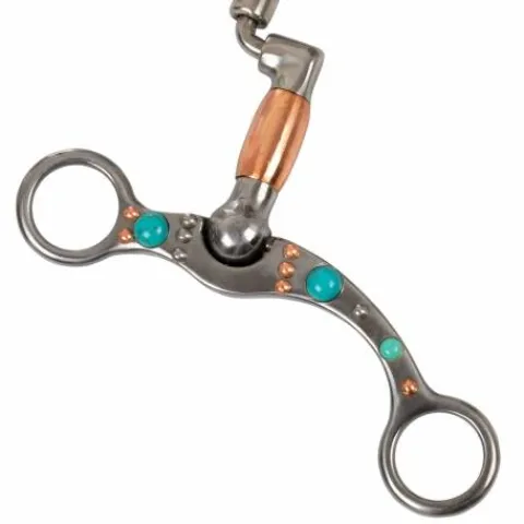 Best Mors correctionnel fer forgé rouleaux cuivre et perles turquoise - Mors Western|Mors Et Embouchures