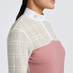 Polo de concours manches longues Sheer Jacquard - Femme La Cavalière En Concours|La Femme En Concours