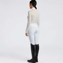 Polo de concours manches longues Sheer Jacquard - Femme La Cavalière En Concours|La Femme En Concours