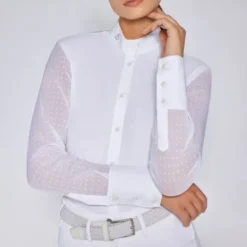 New Polo de concours manches longues Polka Dot - Femme La Cavalière En Concours|La Femme En Concours