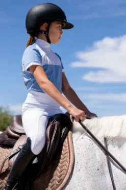 Best Polo de concours équestre BABY BLUE MESH KIDS - - Manches courtes Enfant Les Jeunes En Concours|Les Enfants En Concours