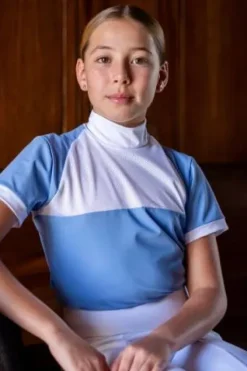 Best Polo de concours équestre BABY BLUE MESH KIDS - - Manches courtes Enfant Les Jeunes En Concours|Les Enfants En Concours