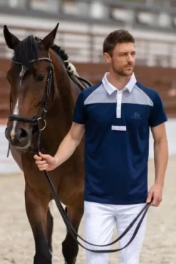 Outlet Polo de concours équestre MOSAIC - - Manches courtes Homme Le Cavalier En Concours|L'Homme En Concours