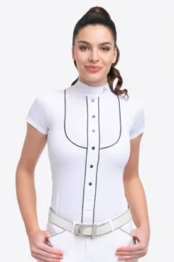 Polo de concours équestre GENTLE RIVER - - Manches courtes Femme La Cavalière En Concours|La Femme En Concours