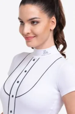 Polo de concours équestre GENTLE RIVER - - Manches courtes Femme La Cavalière En Concours|La Femme En Concours