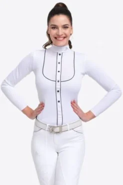 Hot Polo de concours équestre GENTLE RIVER - - Manches longues Femme La Cavalière En Concours|La Femme En Concours