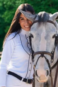 Hot Polo de concours équestre GENTLE RIVER - - Manches longues Femme La Cavalière En Concours|La Femme En Concours