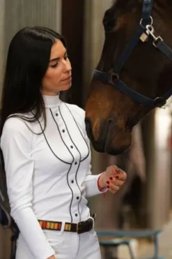 Hot Polo de concours équestre GENTLE RIVER - - Manches longues Femme La Cavalière En Concours|La Femme En Concours