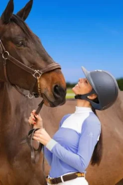 Sale Polo de concours équestre BABY BLUE MESH - - Manches longues Femme La Cavalière En Concours|La Femme En Concours