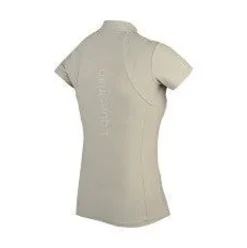 New Polo technique manches courtes zip paillettes - - Tissu respirant Femme Tenue D'Équitation Femme·Polos Et Chemises