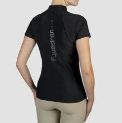 New Polo technique manches courtes zip paillettes - - Tissu respirant Femme Tenue D'Équitation Femme·Polos Et Chemises