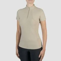 New Polo technique manches courtes zip paillettes - - Tissu respirant Femme Tenue D'Équitation Femme·Polos Et Chemises