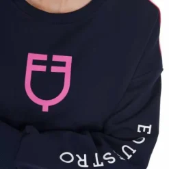 Clearance Sweat-shirt à col rond marine/fuchsia - Femme Tenue D'Équitation Femme·Sweat Shirt, Polaire Et Pull Femme