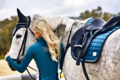 Discount Tapis de dressage Teal Blue - - Coton de qualité Tapis De Dressage|Tapis De Selle