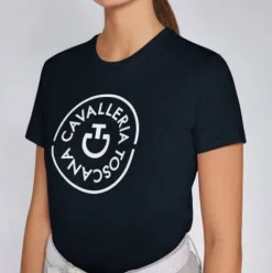 Outlet Tee-shirt Double Orbit Coton marine - Femme Tenue D'Équitation Femme·T-Shirts équitation Femme