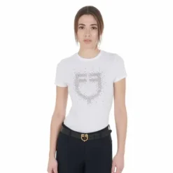 Tee-shirt slim fit strass rosegold - Femme Tenue D'Équitation Femme·T-Shirts équitation Femme