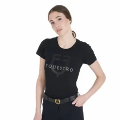 Outlet T-shirt ajusté avec logo à paillettes - Femme Tenue D'Équitation Femme·T-Shirts équitation Femme