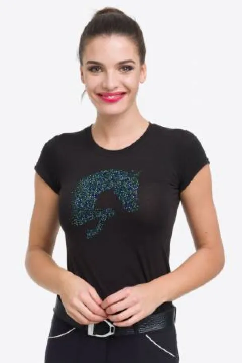 T-Shirt multicolore avec décoration cheval saut - Femme Tenue D'Équitation Femme·T-Shirts équitation Femme