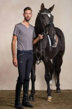 Sale T-shirt équitation manches courtes V-Neck - - Tissu technique Homme Tenue D'Équitation Homme·T-Shirts équitation Homme