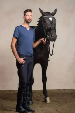 Sale T-shirt équitation manches courtes V-Neck - - Tissu technique Homme Tenue D'Équitation Homme·T-Shirts équitation Homme