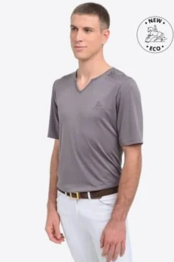 Sale T-shirt équitation manches courtes V-Neck - - Tissu technique Homme Tenue D'Équitation Homme·T-Shirts équitation Homme