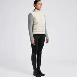 Sale Veste en nylon et polaire grise - Femme Tenue D'Équitation Femme·Gilets Et Bodywarmer